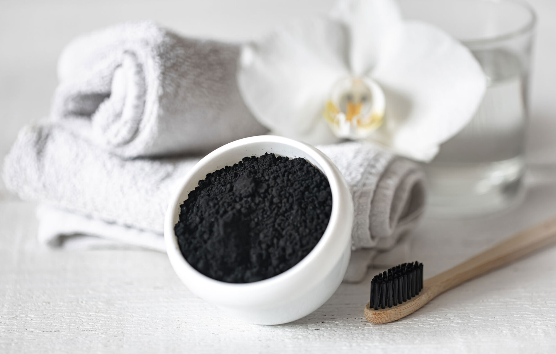 charcoal toothpaste and toothbrush